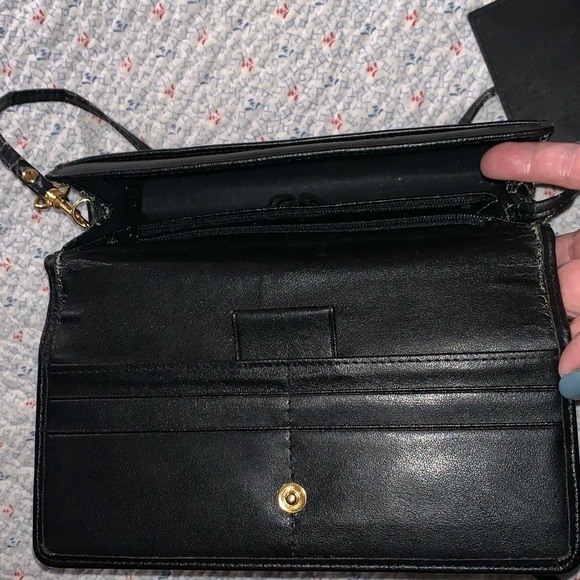 Buxton purse, real black leather, vintage, crossbody, 8”x12” - Picture 3 of 8